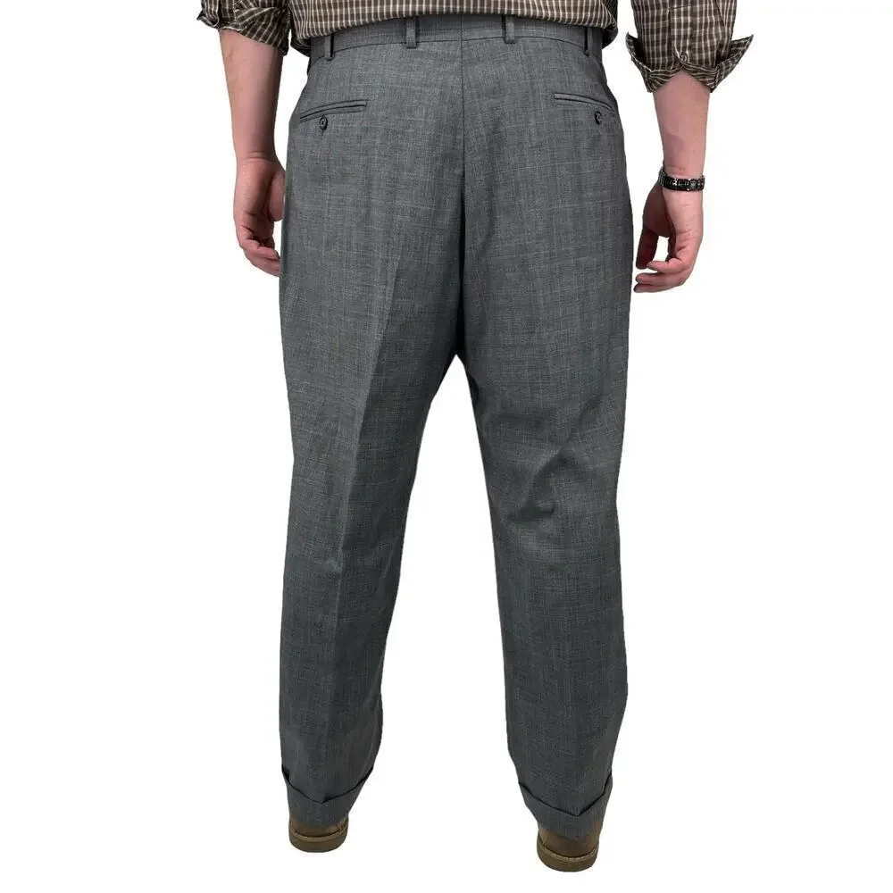 Vintage‎ 90’s Bill Blass Dress Pants Plaid Straight Leg Gray Blue 38” Waist